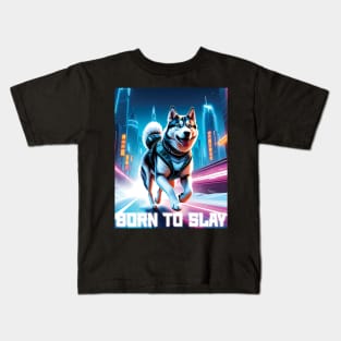 Born to Slay - Cyberpunk Husky Kids T-Shirt